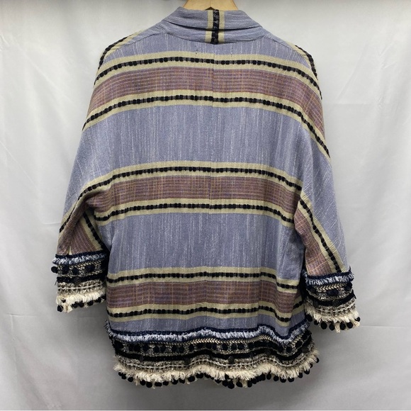 ZARA BOHO OPEN FRONT CARDIGAN POM POM FRINGE WOMENS SMALL BOHEMIAN - Picture 2 of 12